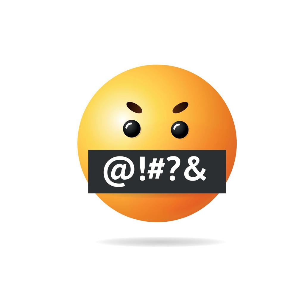 3D wütendes Emoji-Zeichen. Vektor