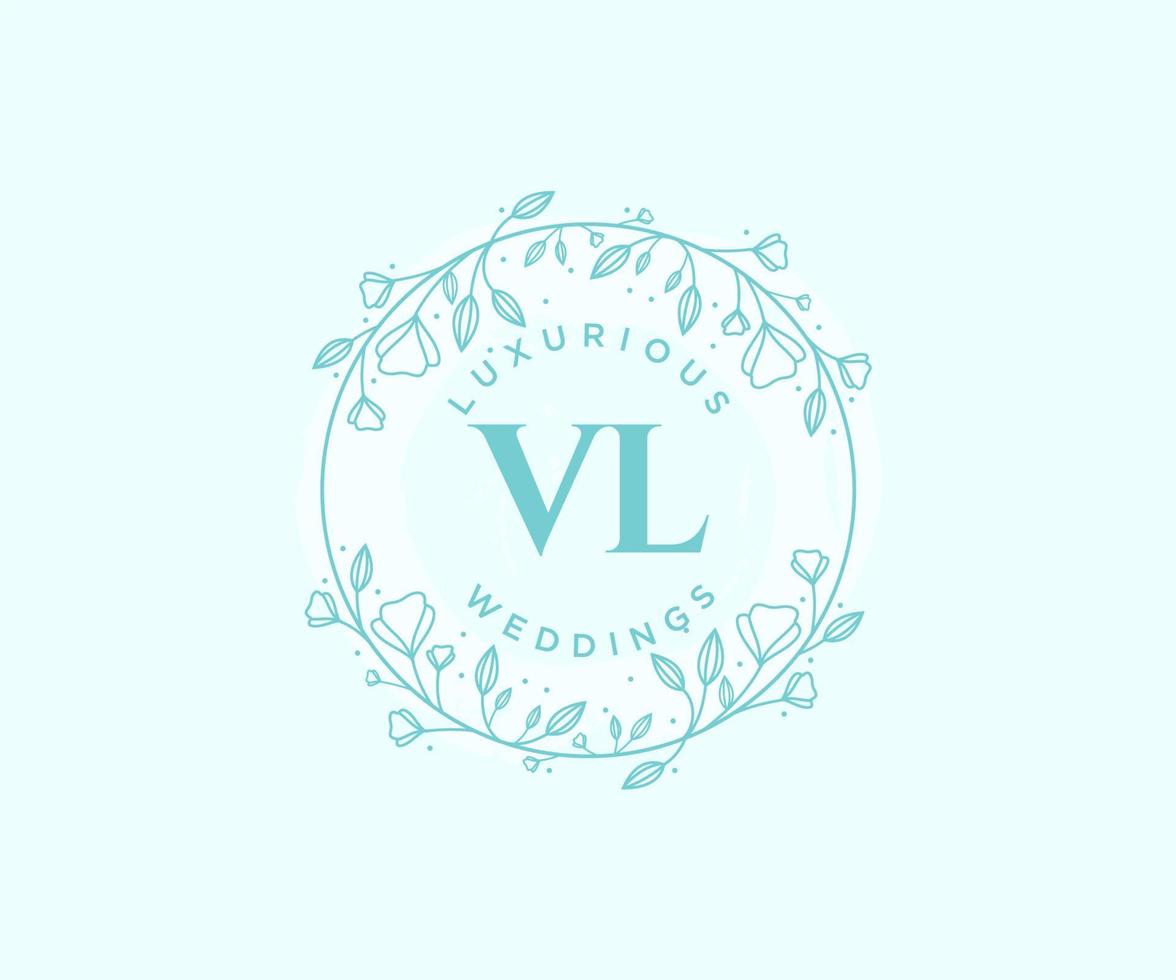 vl initialer brev bröllop monogram logotyper mall, hand dragen modern minimalistisk och blommig mallar för inbjudan kort, spara de datum, elegant identitet. vektor