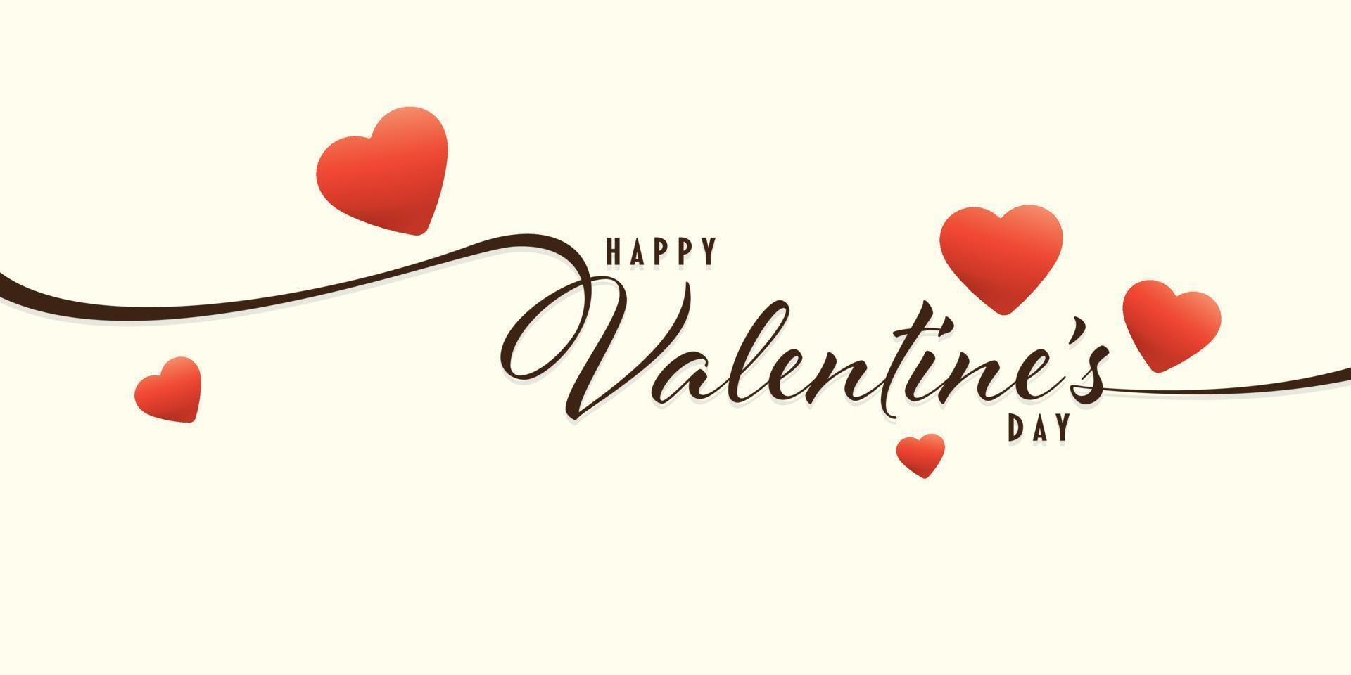 Happy Valentinstag Kalligrafie mit roten Herzen. valentinstag grußkarte. geschenkkarte, liebesparty, einladungsgutscheindesign, plakatvorlage. vektor