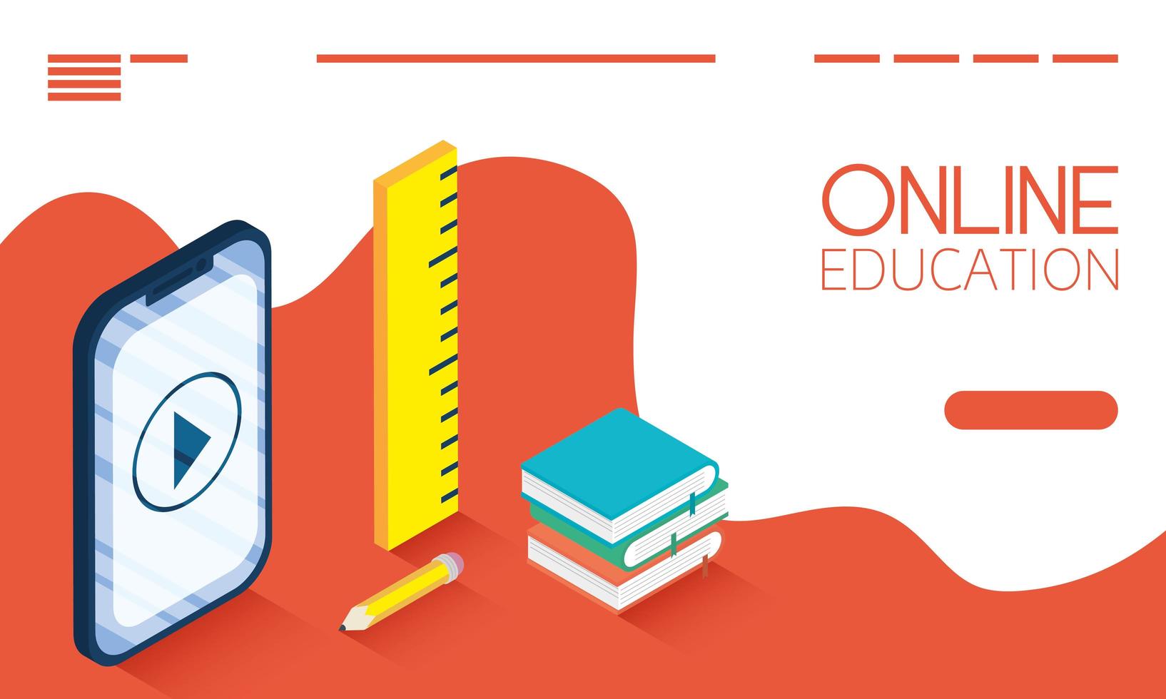 online-utbildning och e-learning banner med smartphone vektor