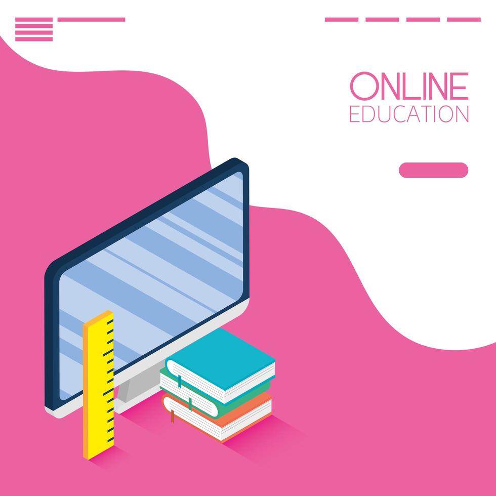 online-utbildning och e-learning banner med dator vektor