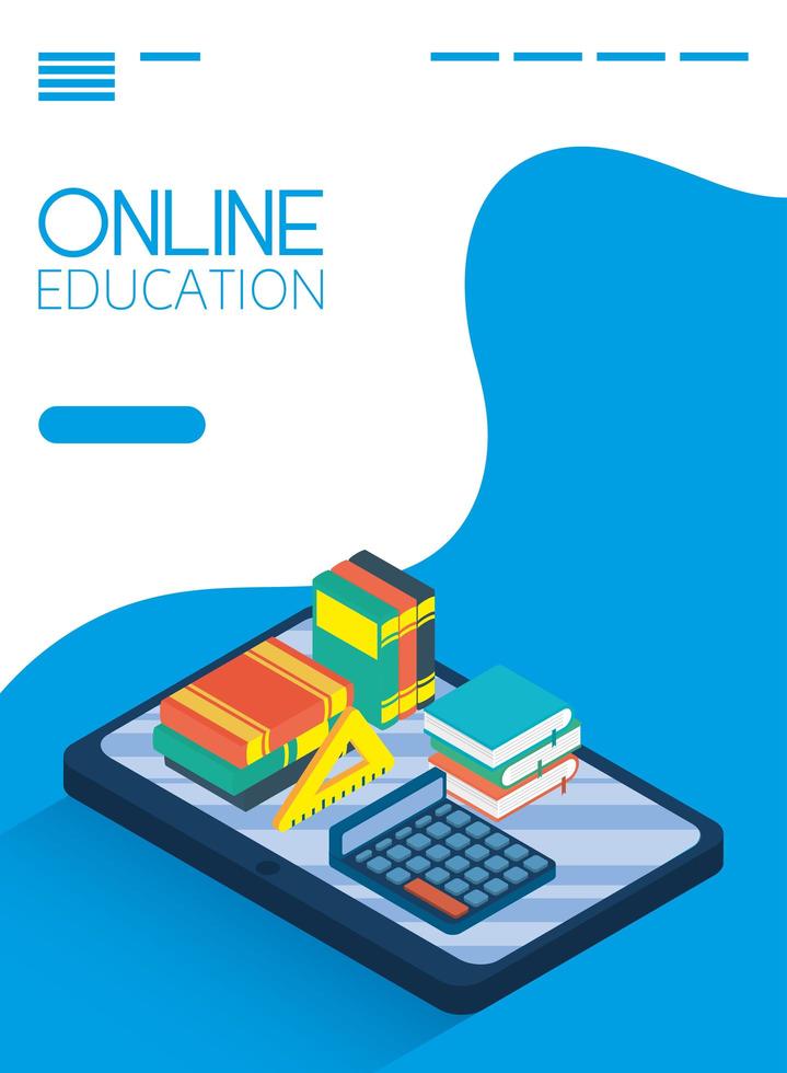 online-utbildning och e-learning banner med surfplatta vektor