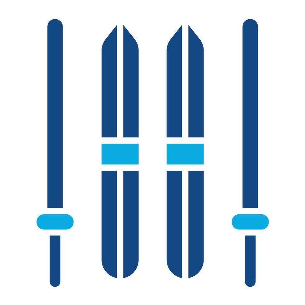 Wikinger-Ski-Glyphe zweifarbiges Symbol vektor
