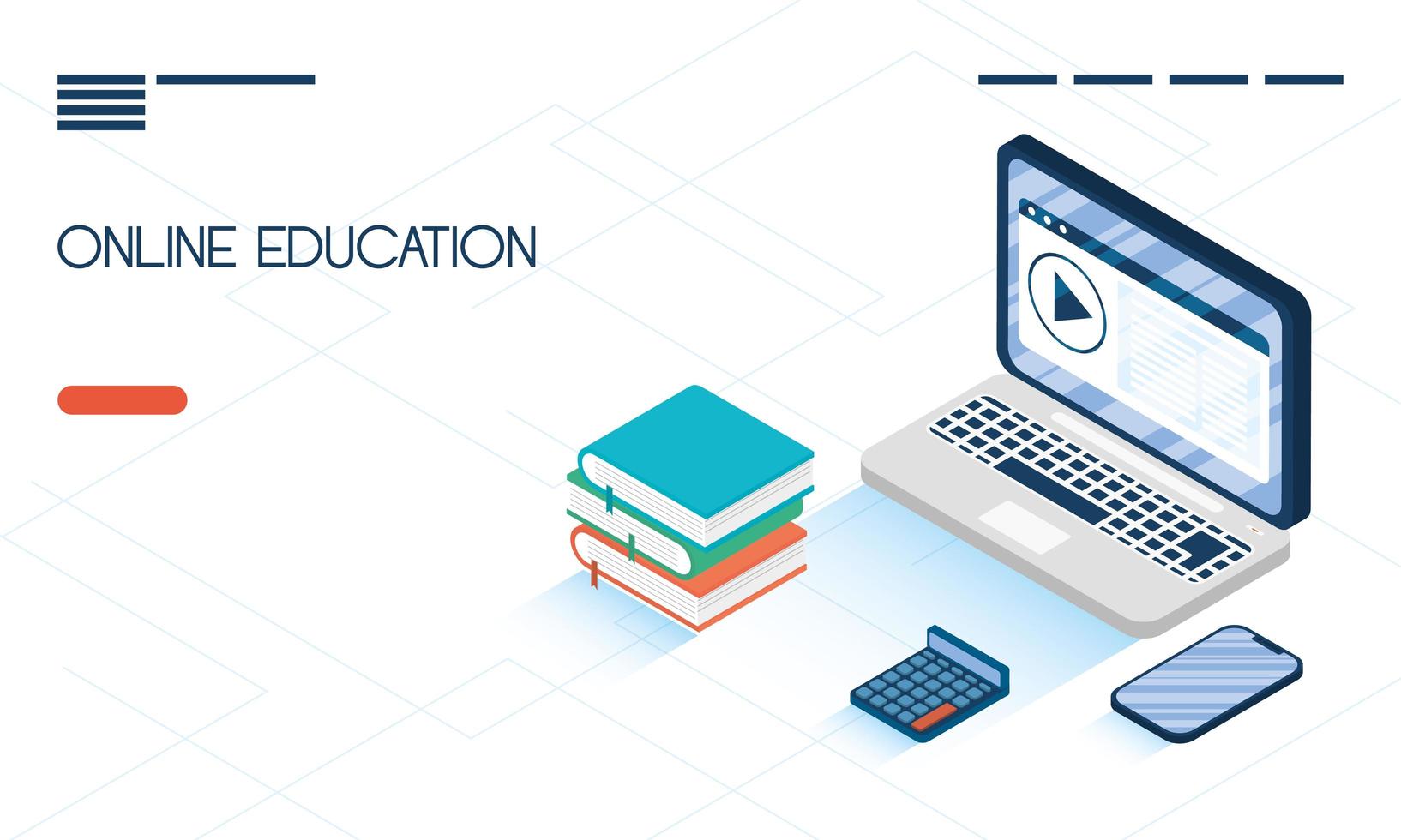 Online-Bildung und E-Learning-Banner mit Laptop vektor