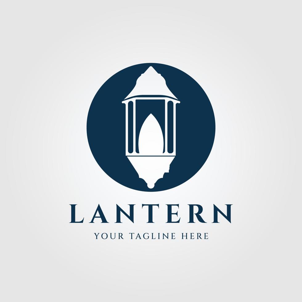 Laternenlampe Vintage Logo-Vorlage mit Emblem-Vektor-Illustration-Design vektor