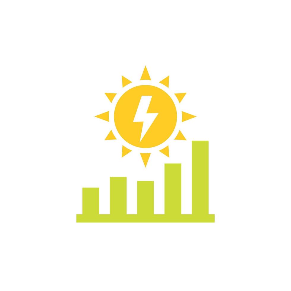 Symbol für das Niveau der Solarenergieproduktion mit einem Diagramm vektor