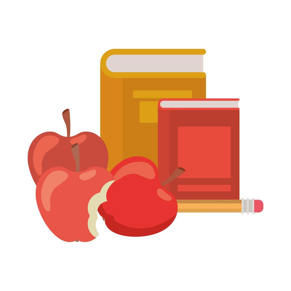 Stapel Bücher mit Apfelfruchtikone vektor