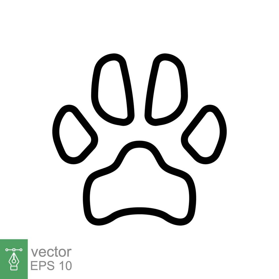 Pfotenabdruck-Symbol. einfacher Gliederungsstil. Fußabdruck, schwarze Silhouette, Hund, Katze, Haustier, Welpe, Tierfußkonzept. Linienvektordarstellung isoliert auf weißem Hintergrund. Folge 10. vektor