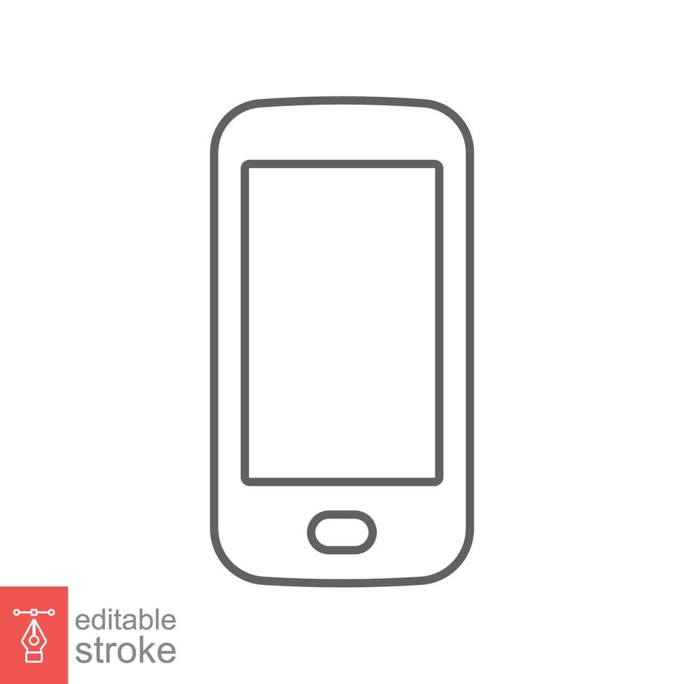 Smartphone-Symbol. einfacher Gliederungsstil. telefon, zelle, intelligentes zellular, handy, app-bildschirm, gadget, anwendungsgerät, technologiekonzept. Dünne Linie Vektorillustration. bearbeitbarer Strich eps 10. vektor