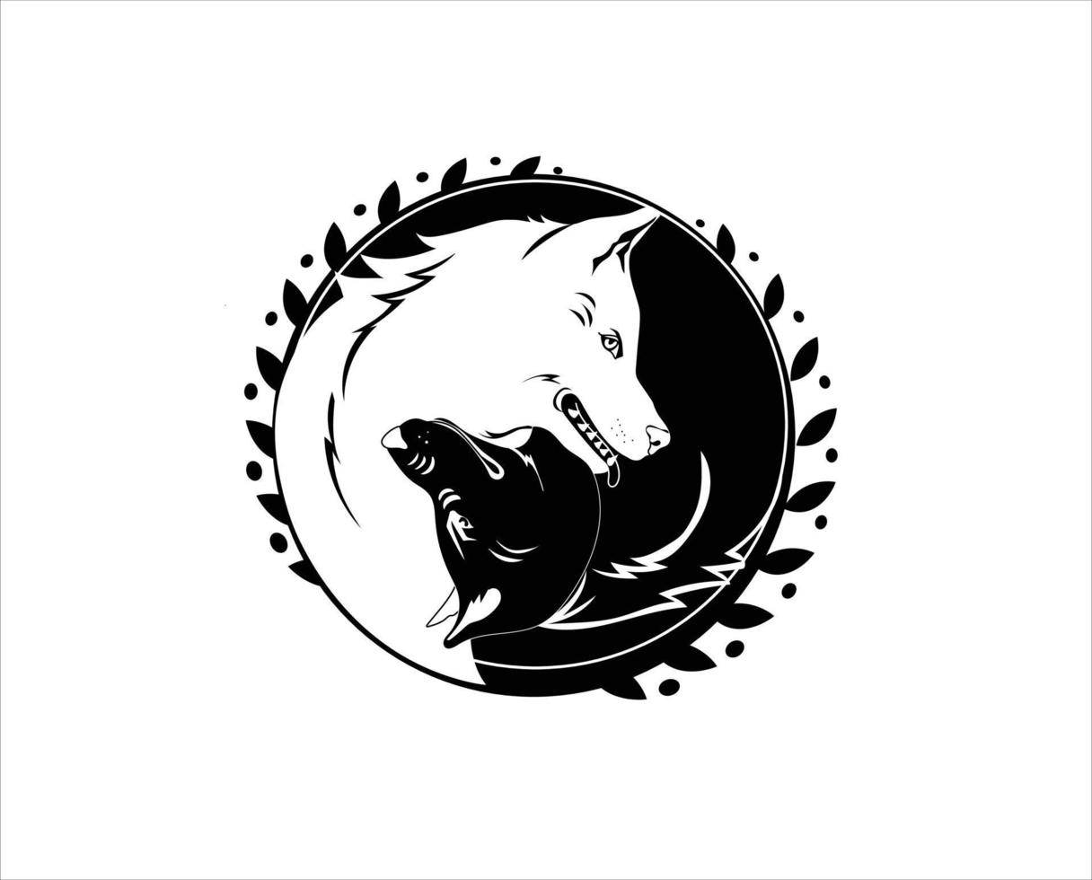 zwei hunde runde form logo vektorillustration vektor