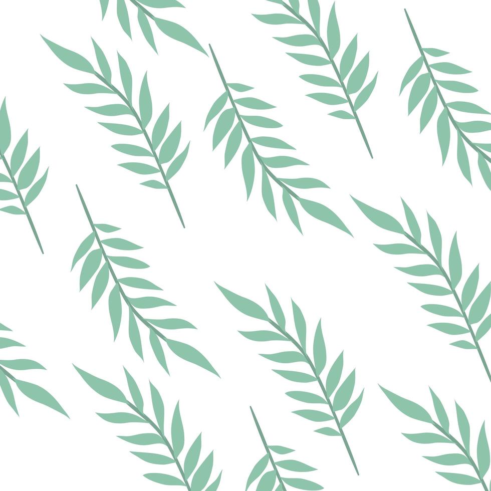 mönster av grenar med blad i vit bakgrund vektor