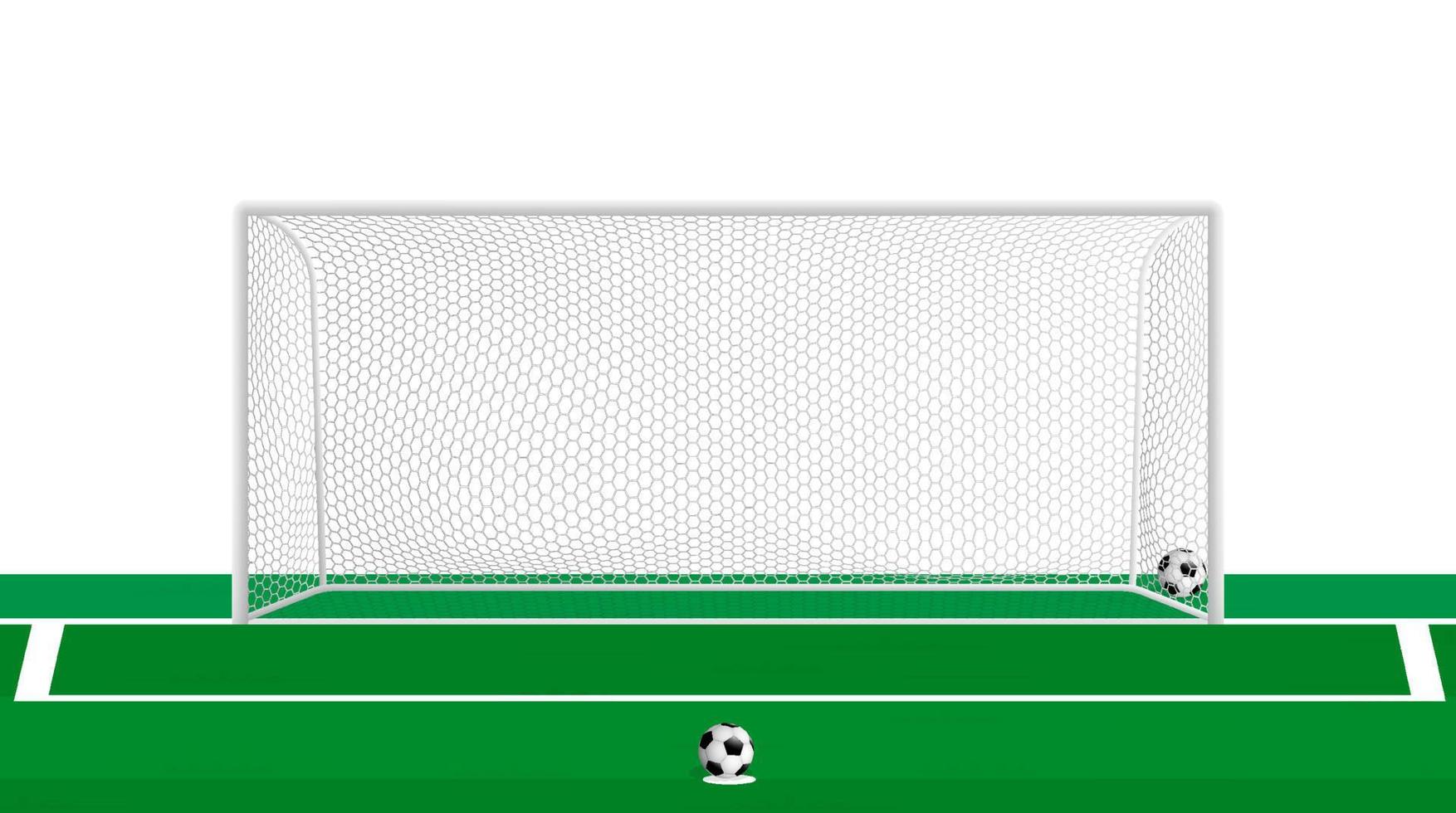 realistisk fotboll mål med hexagonal netto och fotboll boll på straff fläck. team sporter. aktiva livsstil. vektor