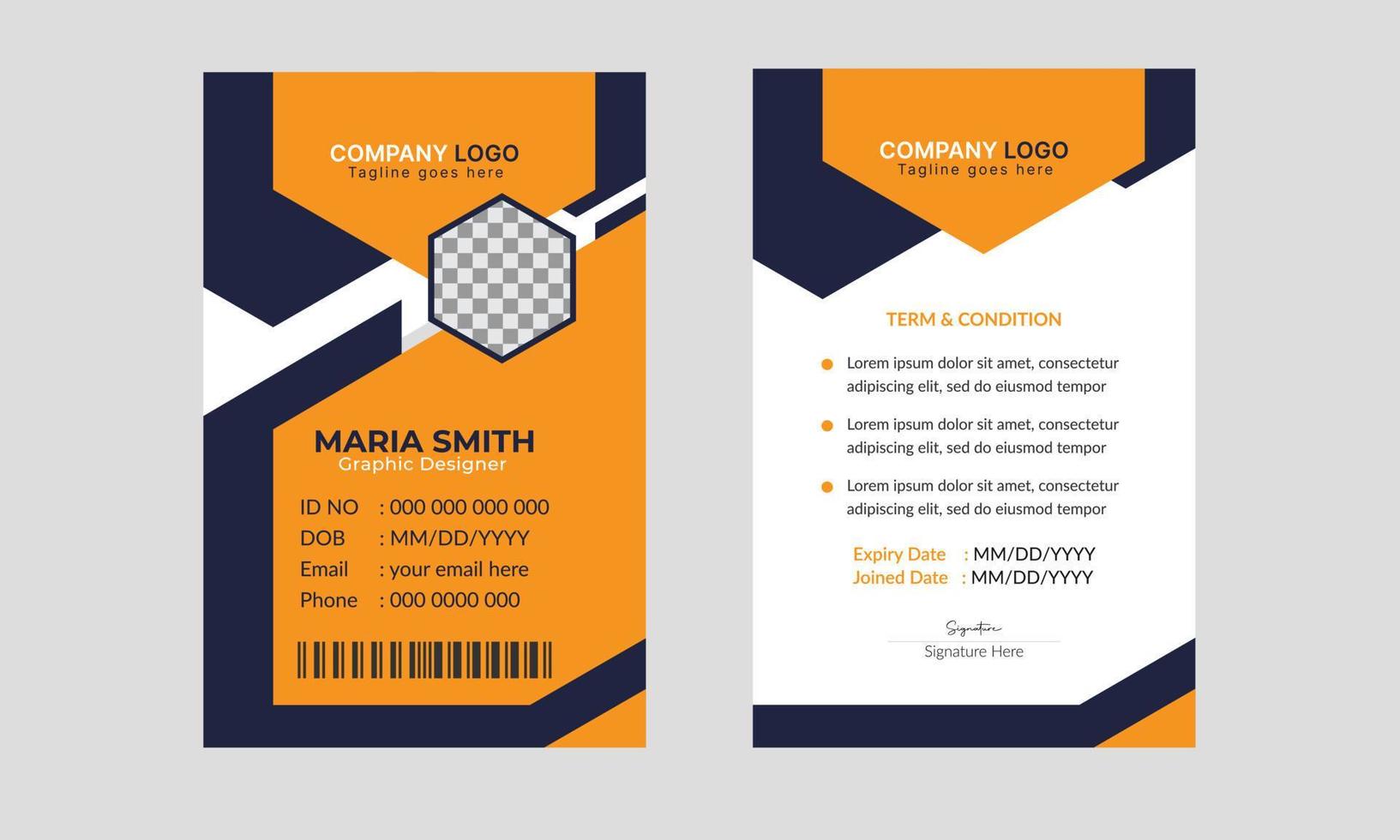 Unternehmensmoderner abstrakter ID-Kartendesign-Vorlagenvektor für Mitarbeiter. Creative Business Mitarbeiterausweis Vorlage. vektor