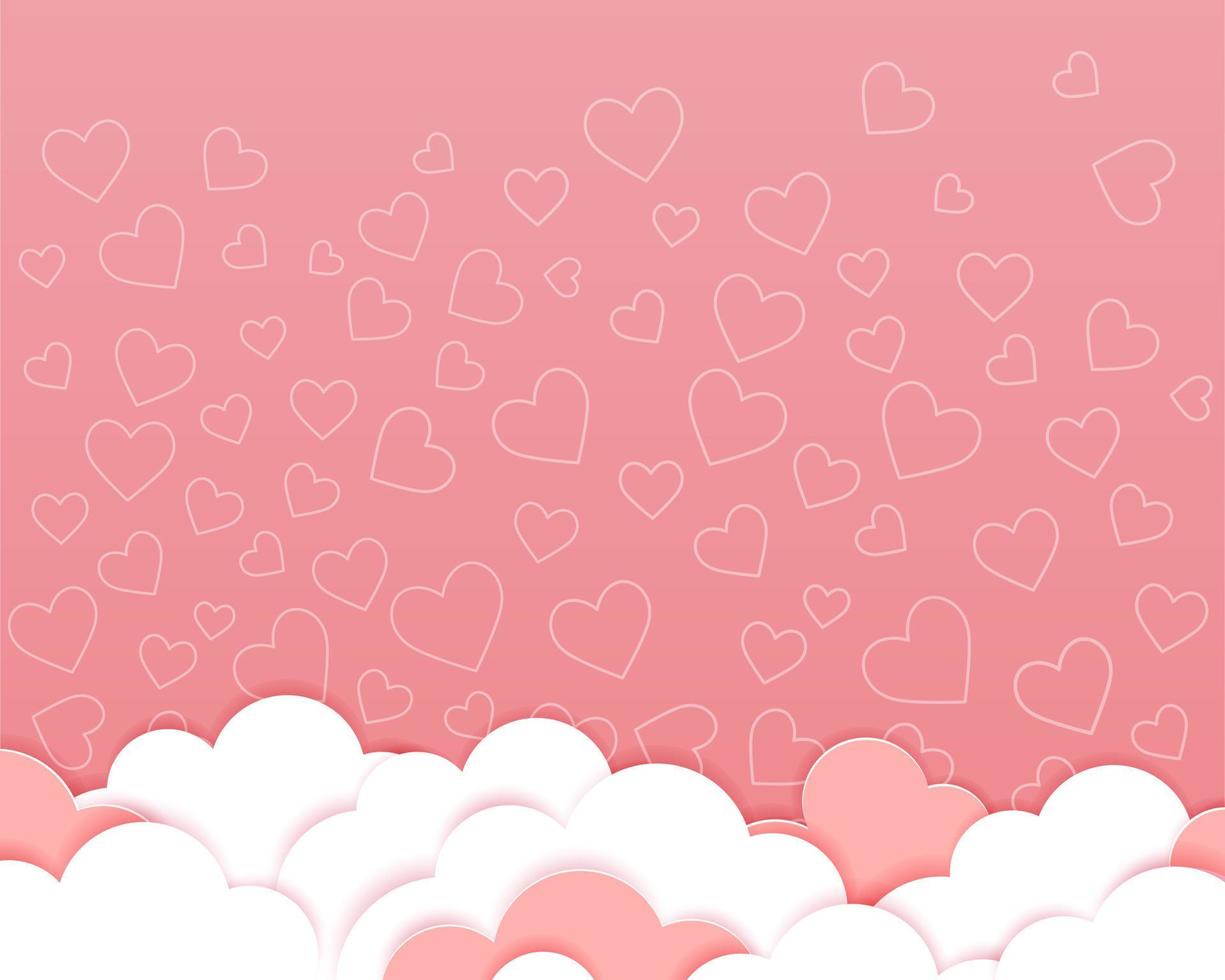 valentinstag postkartenvorlage mit herzförmigen luftballons und bogen auf rosa hintergrund. Urlaub-Vektor-Illustration vektor