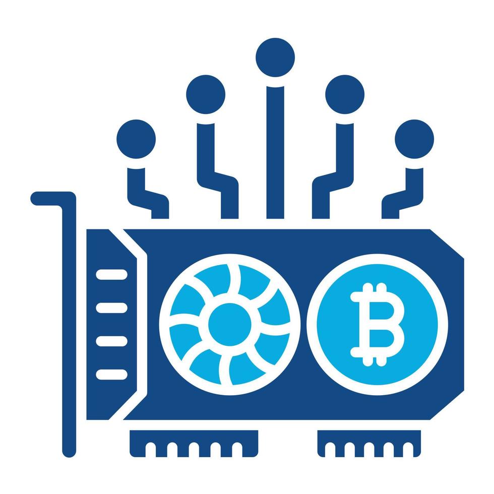 GPU-Mining-Glyphe zweifarbiges Symbol vektor