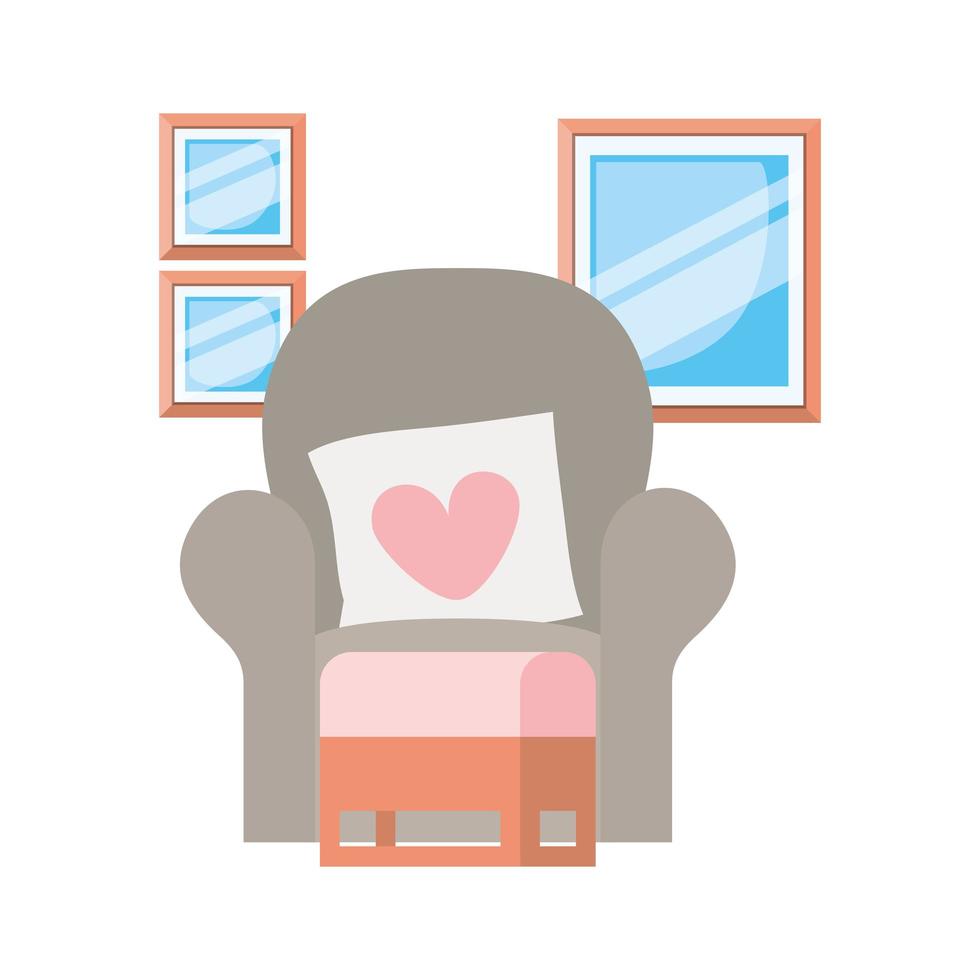 bekväm soffa i vardagsrummet med vit bakgrund vektor