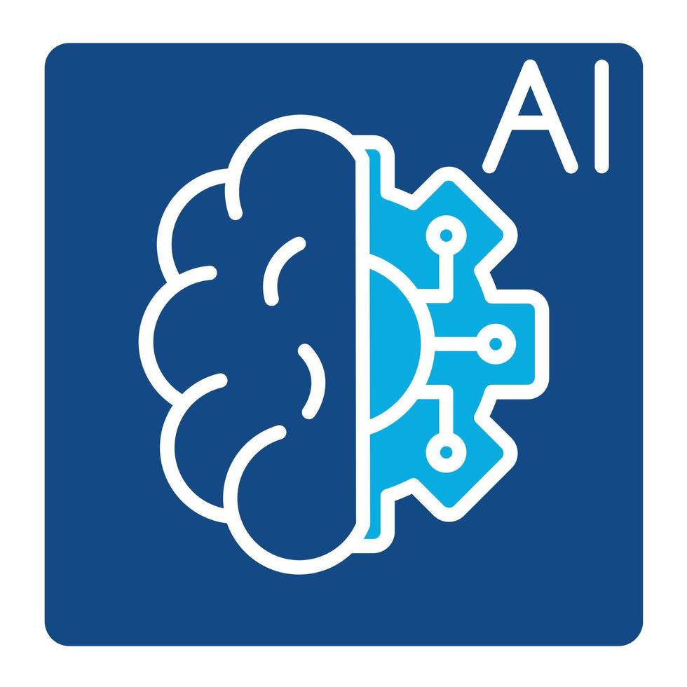 künstliche Intelligenz Glyphe zweifarbiges Symbol vektor