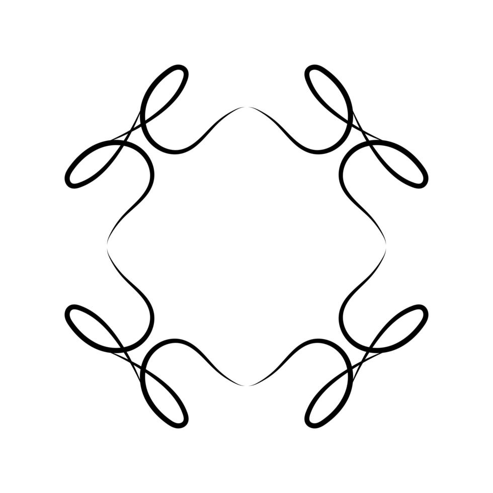 schwarzer Ornamentrahmen mit Kurvenentwurf vektor