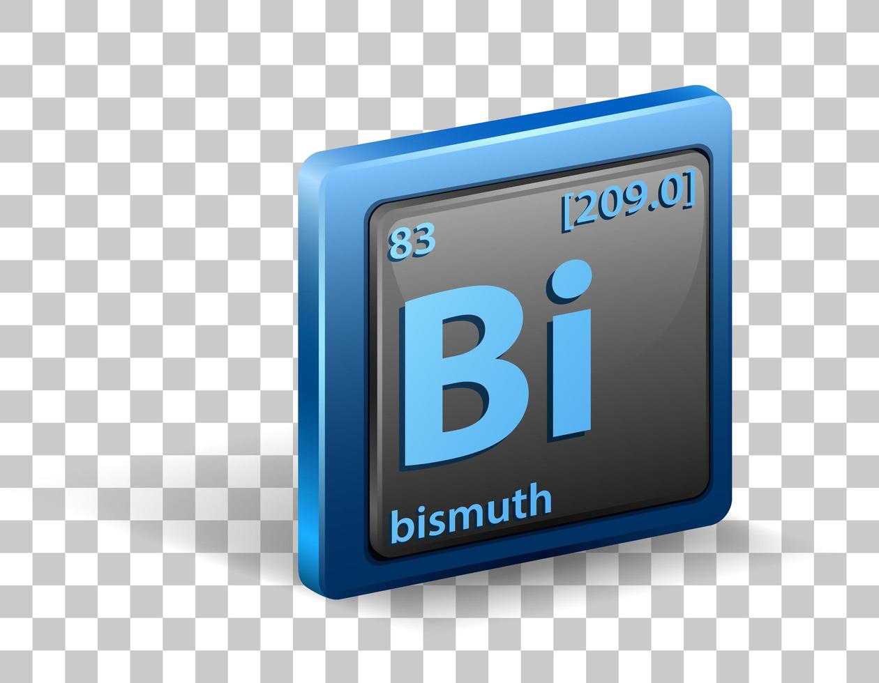 chemisches Wismutelement. chemisches Symbol mit Ordnungszahl und Atommasse. vektor