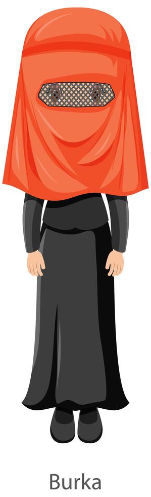 en kvinna som bär burka islamisk traditionell slöja seriefigur vektor