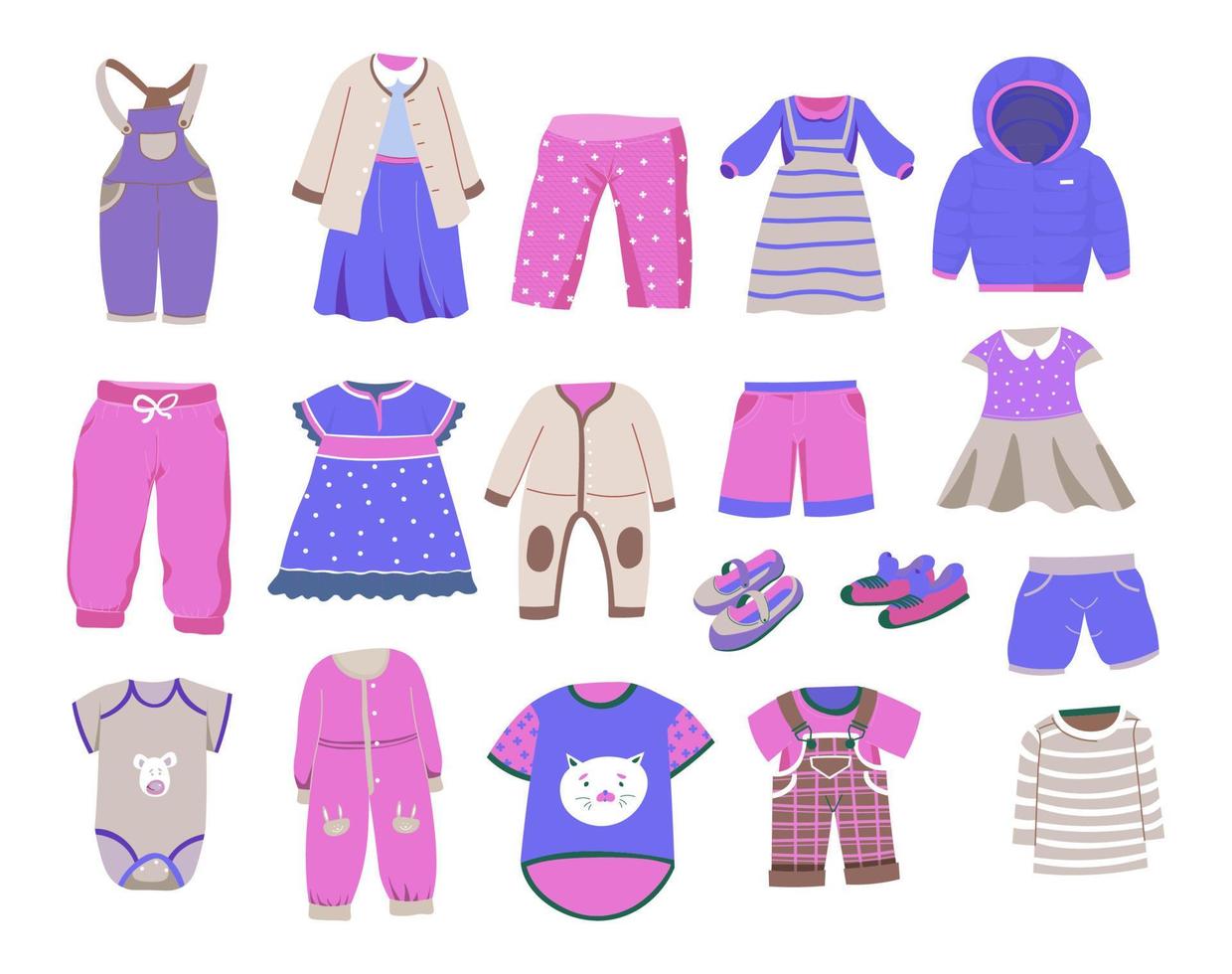kläder för nyfödd bebis eller litet barn samling vektor