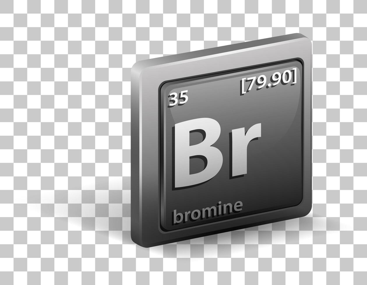 brom kemiskt element. kemisk symbol med atomnummer och atommassa. vektor