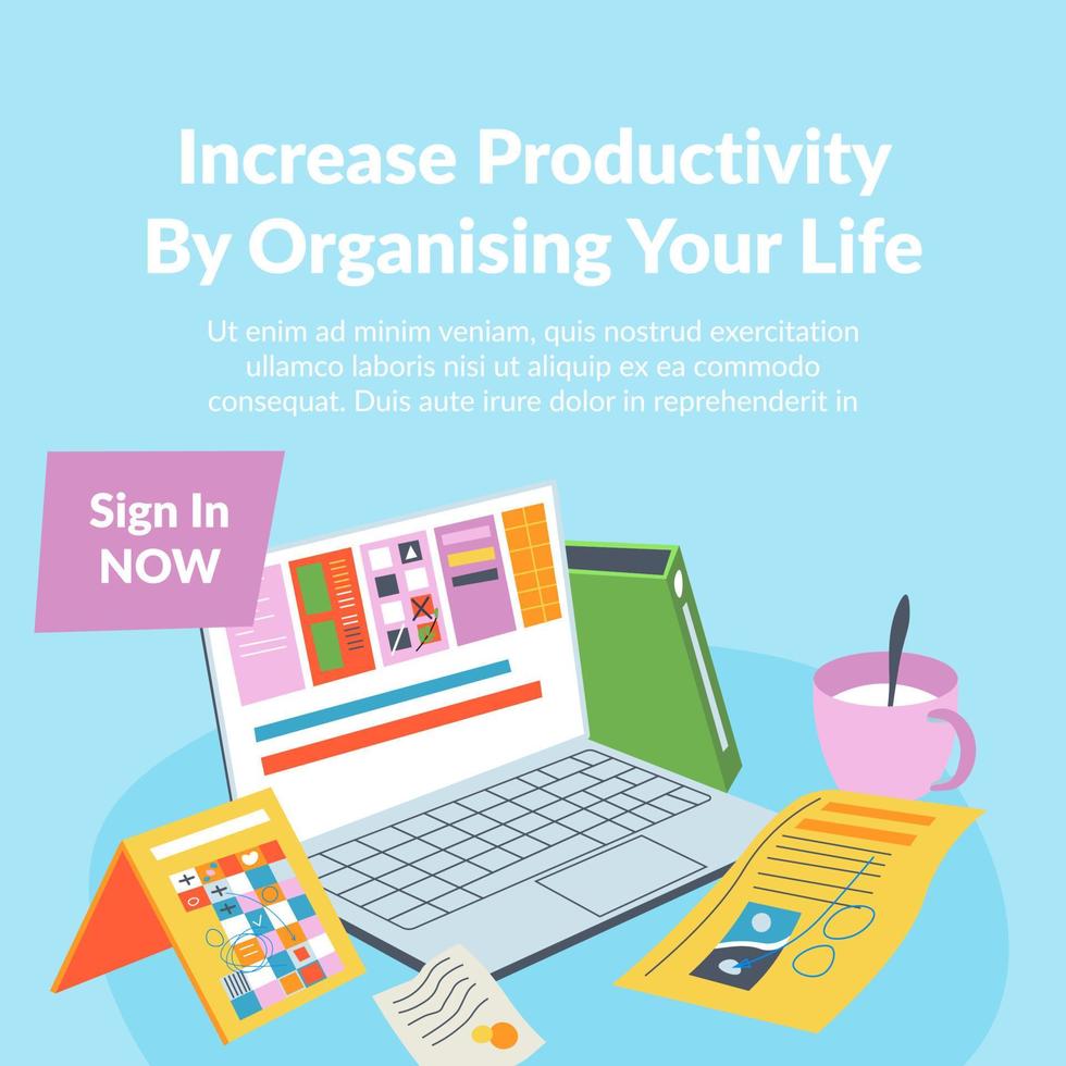 öka produktivitet förbi organisering din liv vektor