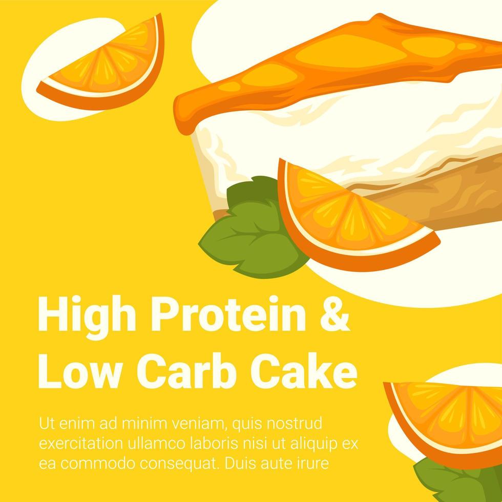 hög protein och låg kolhydrat kaka, gott efterrätt vektor