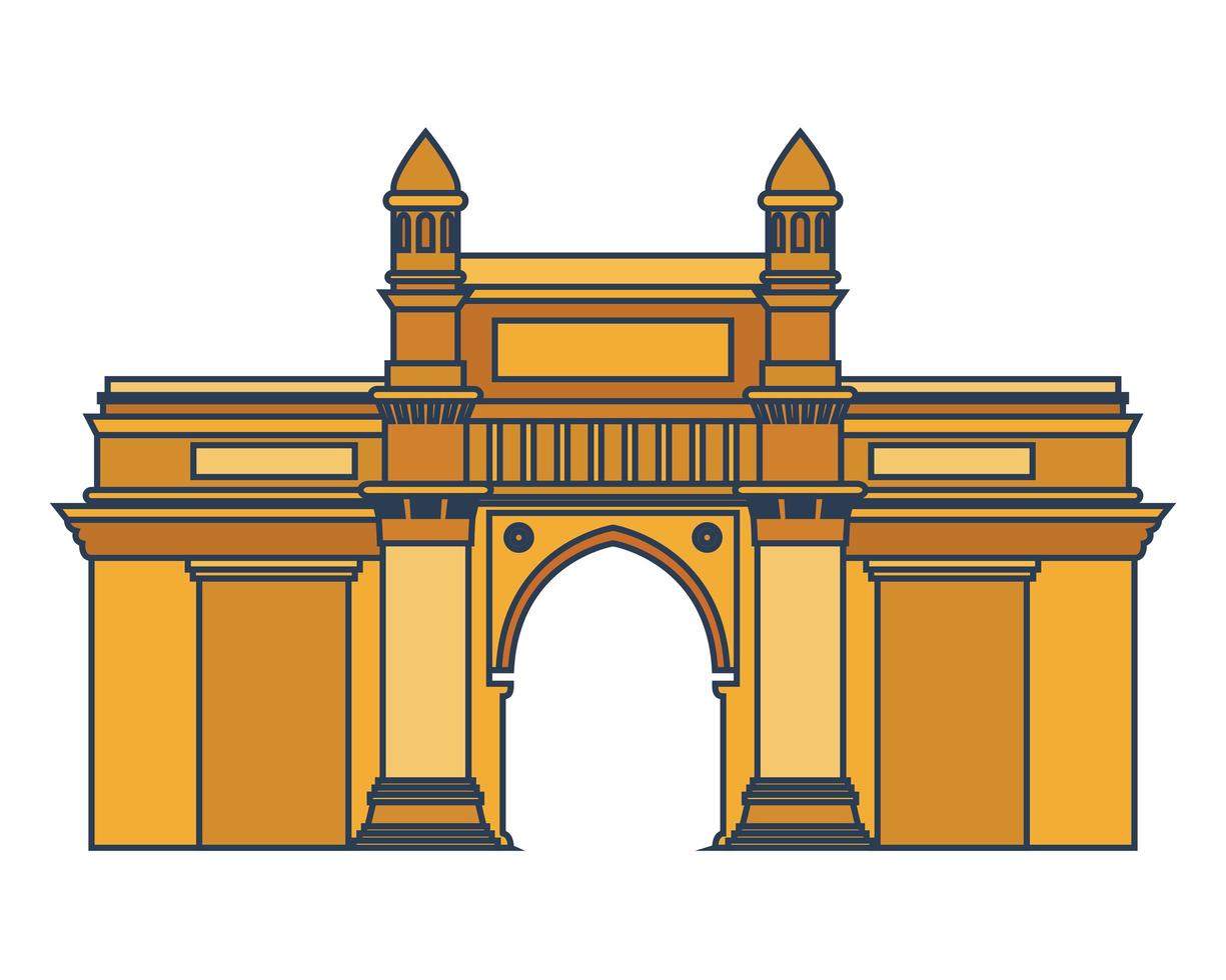 uppbyggnad av gateway of india isolerad ikon vektor