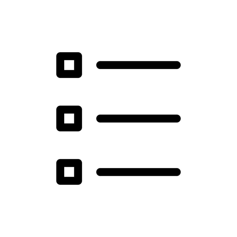 Todo-Listenzeilensymbol isoliert auf weißem Hintergrund. schwarzes, flaches, dünnes Symbol im modernen Umrissstil. Lineares Symbol und bearbeitbarer Strich. einfache und pixelgenaue strichvektorillustration. vektor