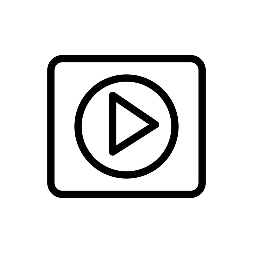 Play-Button-Liniensymbol isoliert auf weißem Hintergrund. schwarzes, flaches, dünnes Symbol im modernen Umrissstil. Lineares Symbol und bearbeitbarer Strich. einfache und pixelgenaue strichvektorillustration. vektor