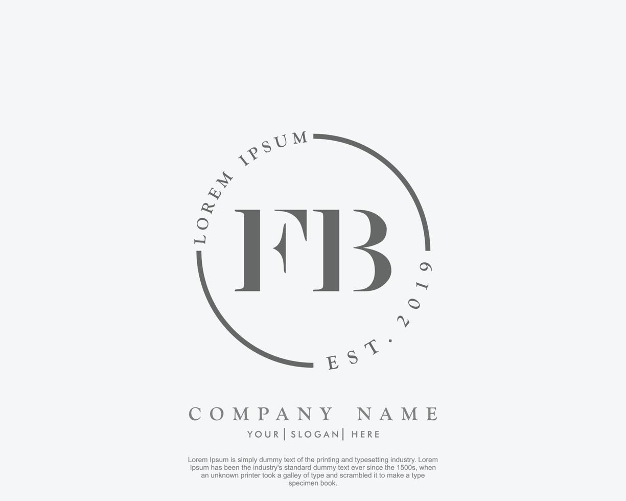 första fb feminin logotyp skönhet monogram och elegant logotyp design, handstil logotyp av första signatur, bröllop, mode, blommig och botanisk med kreativ mall vektor