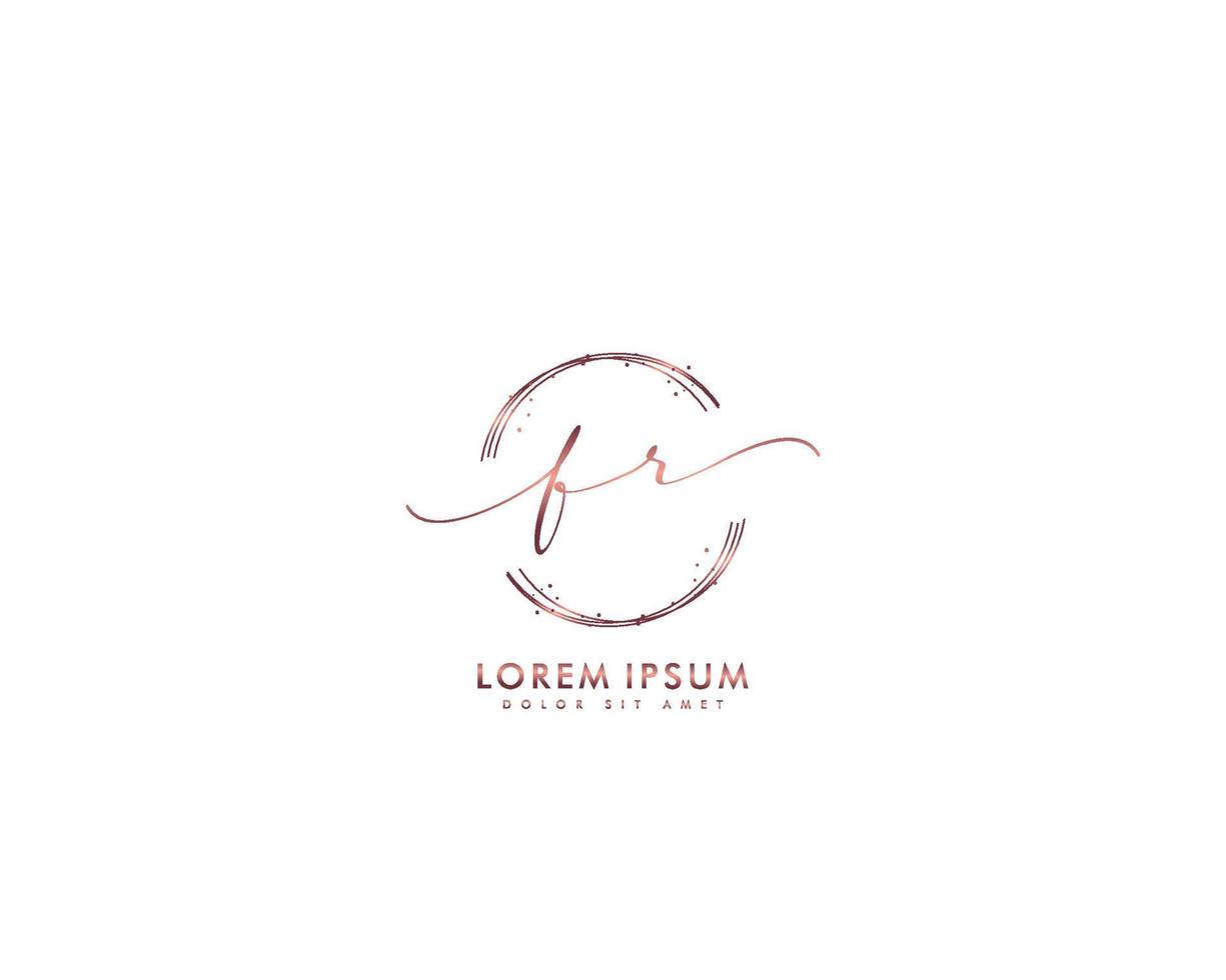 första fr feminin logotyp skönhet monogram och elegant logotyp design, handstil logotyp av första signatur, bröllop, mode, blommig och botanisk med kreativ mall vektor