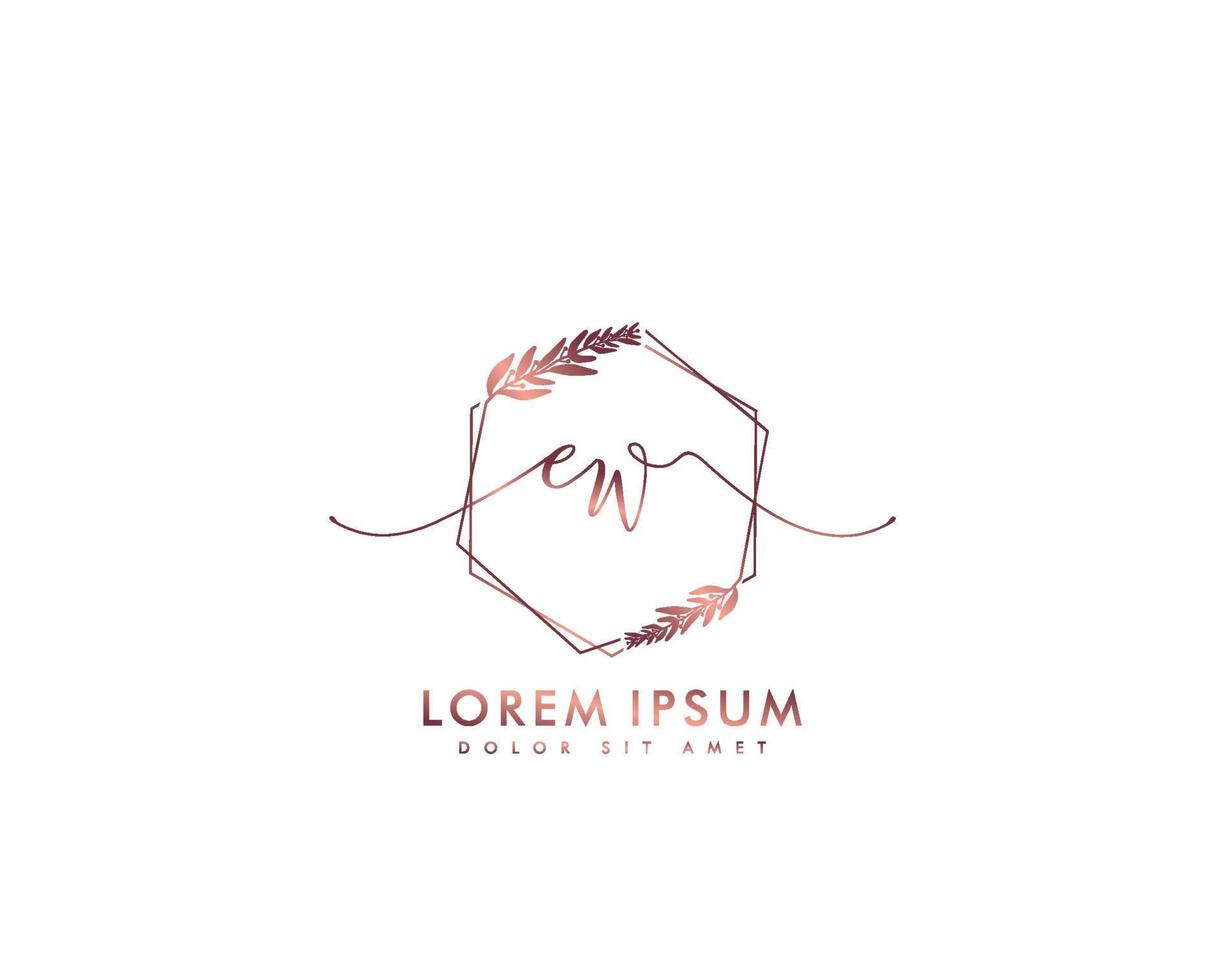 första ew feminin logotyp skönhet monogram och elegant logotyp design, handstil logotyp av första signatur, bröllop, mode, blommig och botanisk med kreativ mall vektor