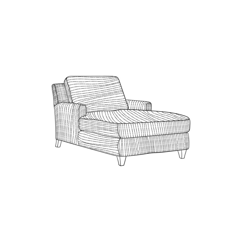 soffa säng möbel linjekonst stil design vektor