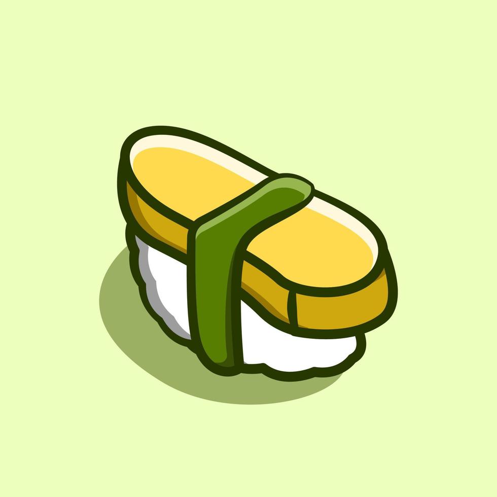 tofu-sushi-cartoon-illustrationskonzept vektor