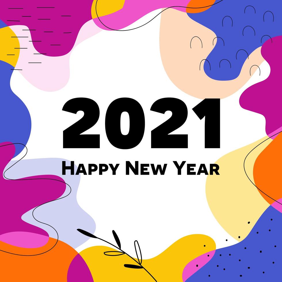 Frohes neues Jahr 2021 abstraktes Formdesign vektor