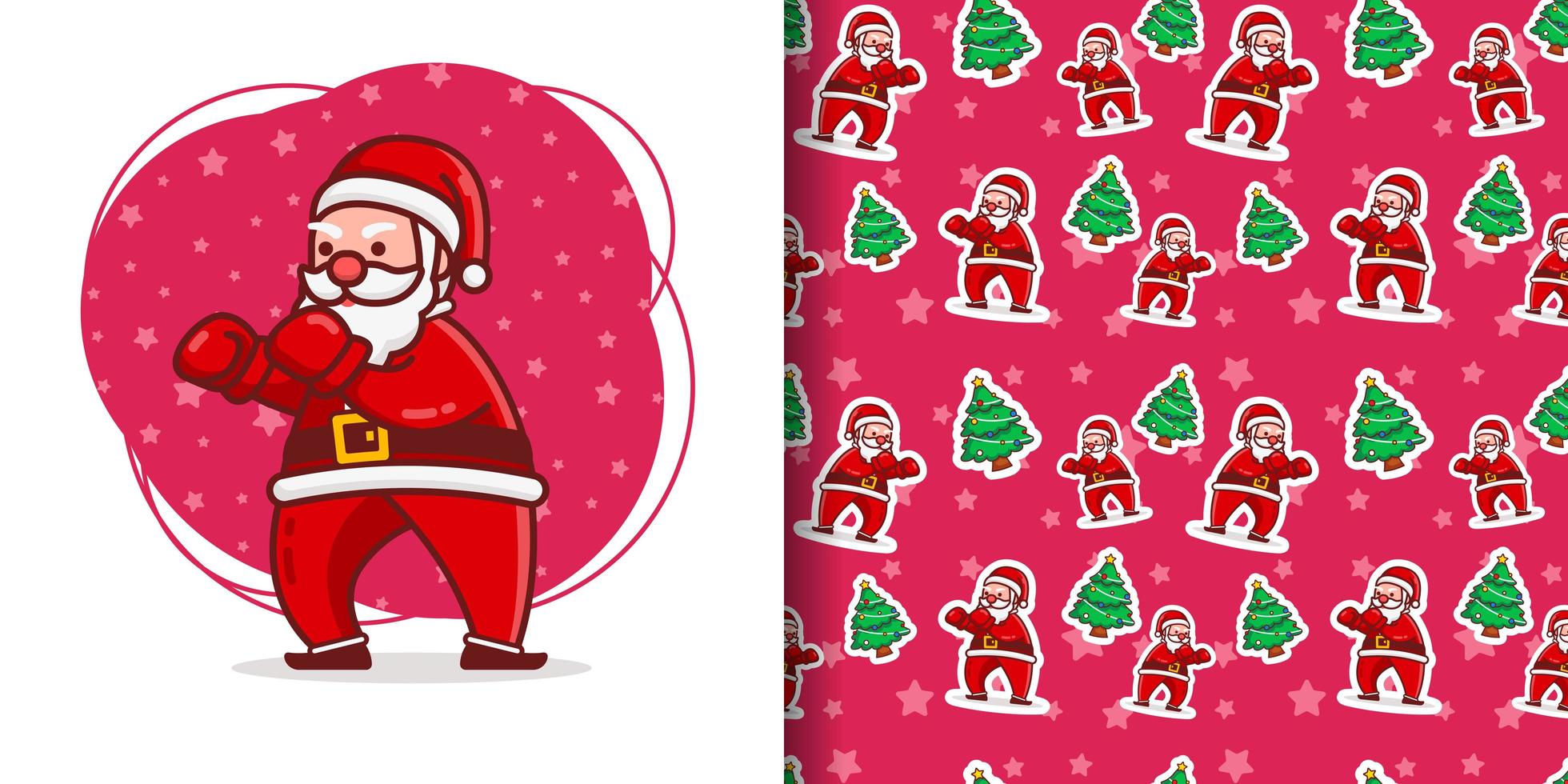 Weihnachten niedlichen Boxen Santa Cartoon Muster vektor