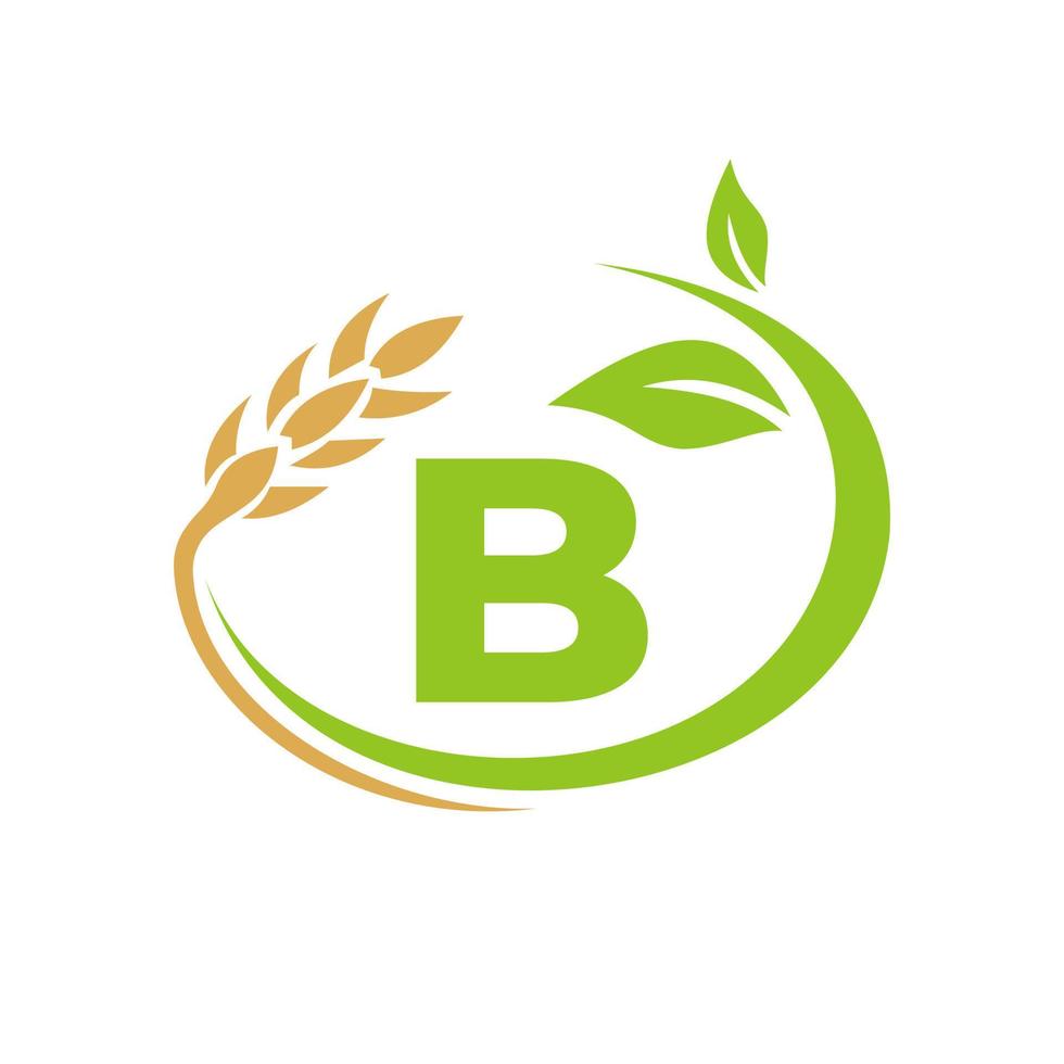 brev b lantbruk logotyp och jordbruk logotyp symbol design vektor
