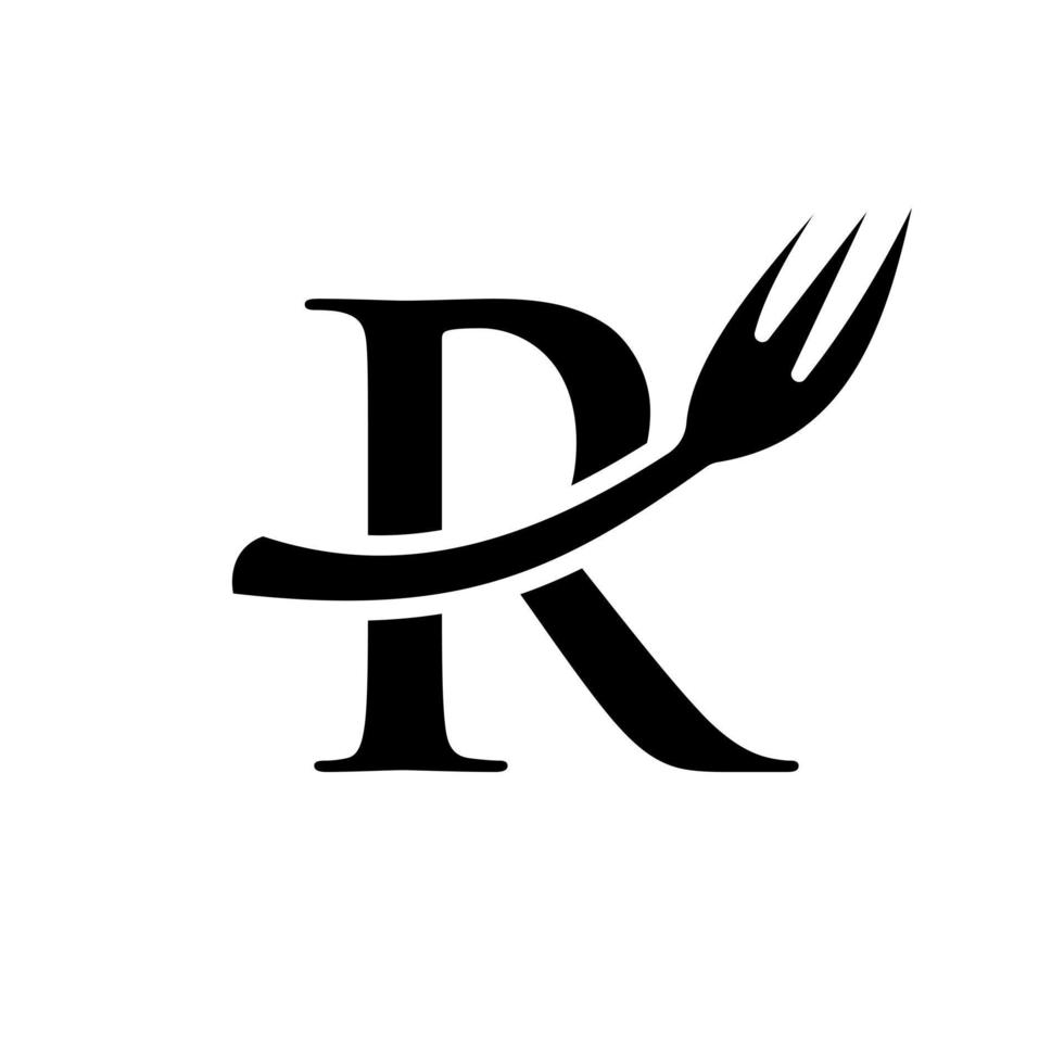 brev r restaurang logotyp tecken design vektor