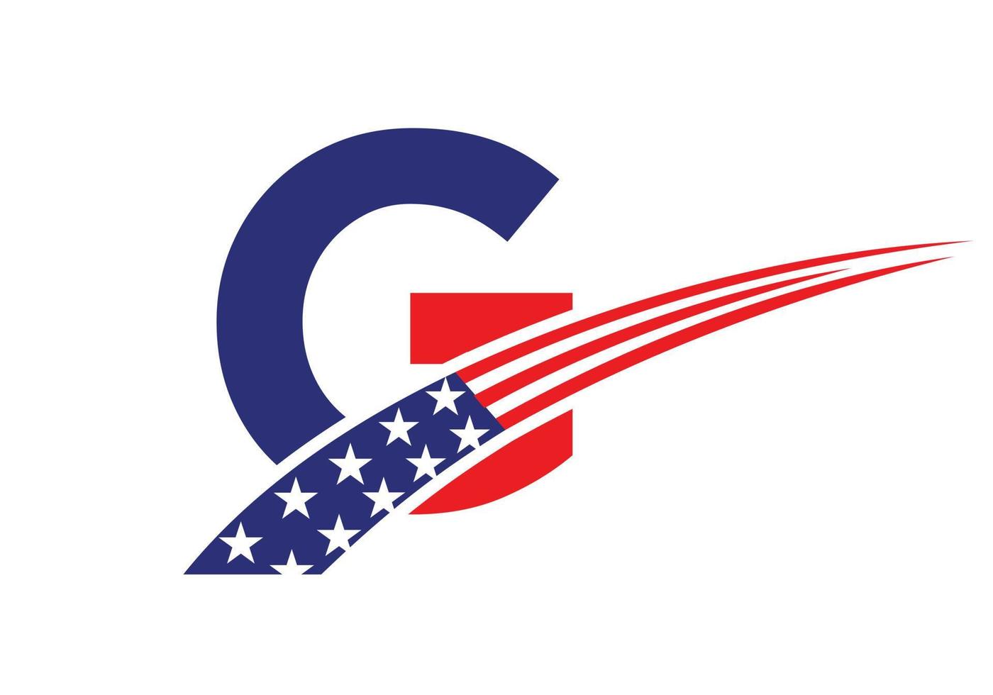 första brev g amerikan logotyp. USA amerikan logotyp vektor