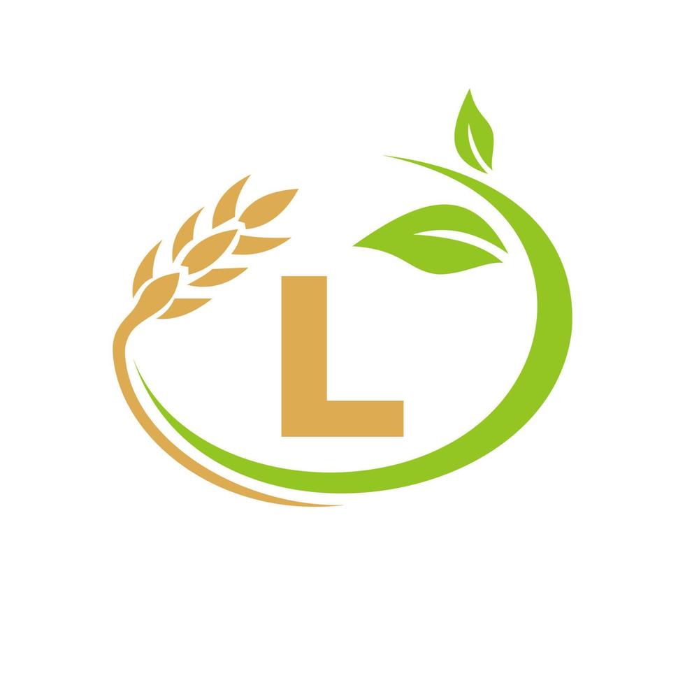 brev l lantbruk logotyp och jordbruk logotyp symbol design vektor