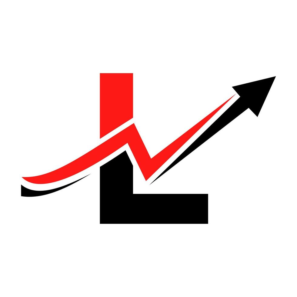 buchstabe l finanzlogovorlage mit marketingwachstumspfeil vektor