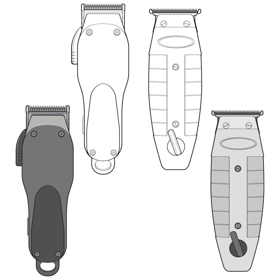 uppsättning av hår klippare maskin vektor konst stil. frisör professionell verktyg. vektor konst illustration isolerat för färg bok.