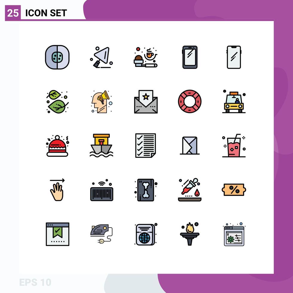 grupp av 25 fylld linje platt färger tecken och symboler för höst huawei kaffe mobil telefon redigerbar vektor design element