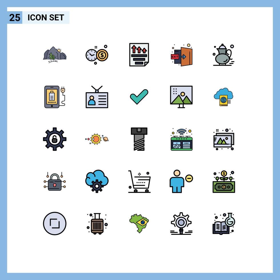 uppsättning av 25 modern ui ikoner symboler tecken för te logga ut data utgång Rapportera redigerbar vektor design element