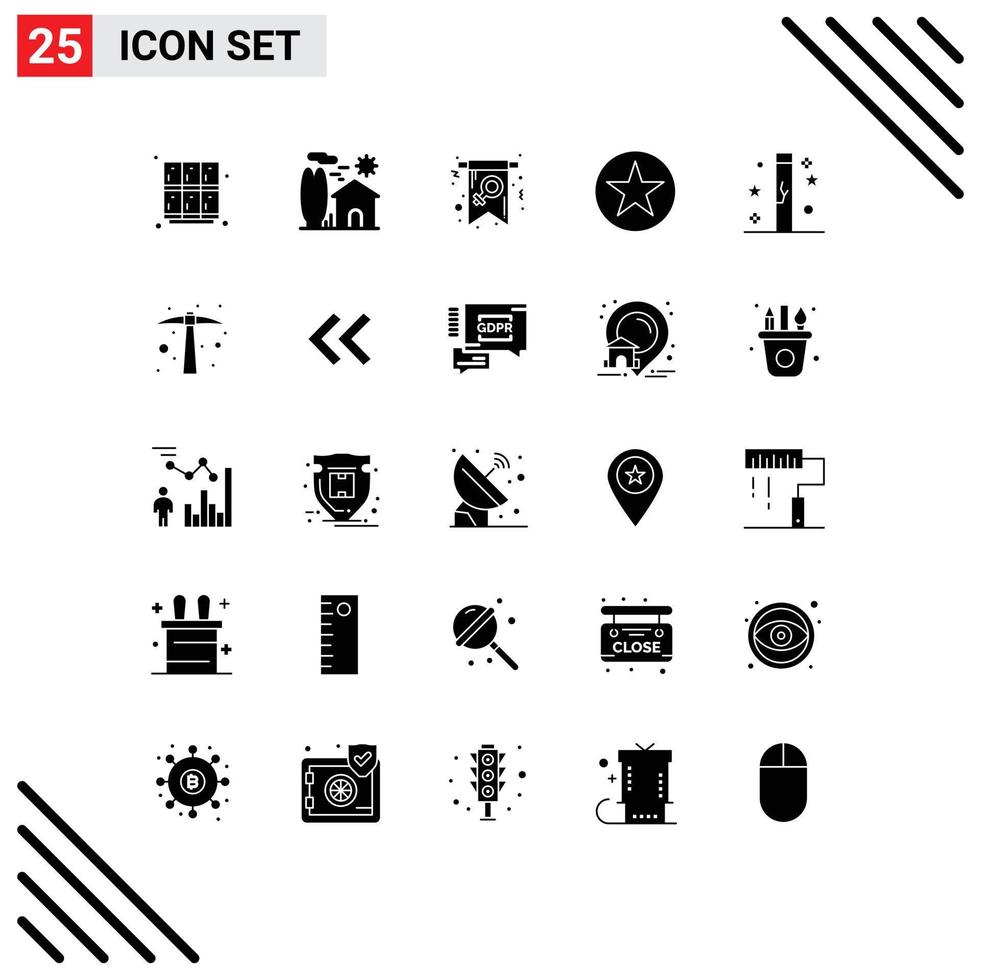Packung mit 25 modernen soliden Glyphen Zeichen und Symbolen für Web-Printmedien wie Dekorationsabzeichen echtes Symbol weibliche editierbare Vektordesign-Elemente vektor