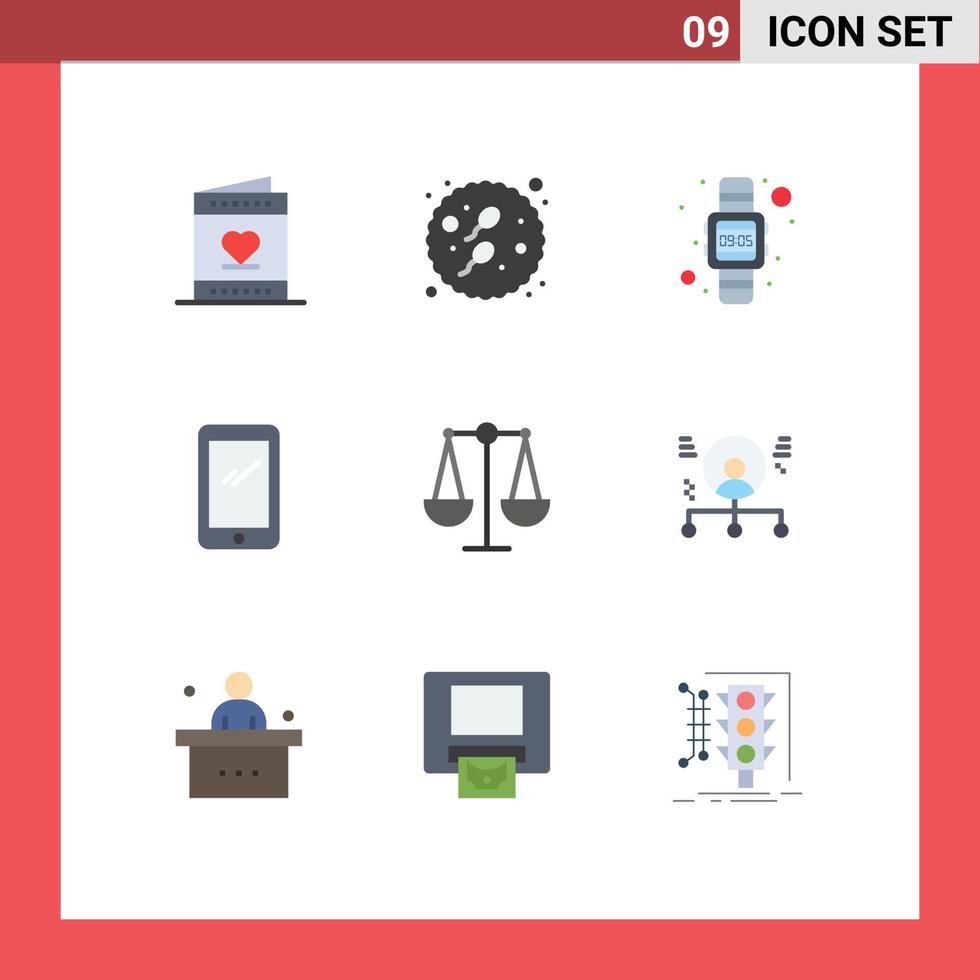 moderner Satz von 9 flachen Farben und Symbolen wie bearbeitbare Vektordesign-Elemente für iPhone, Handy, Sperma, Smartphone, Handuhr vektor