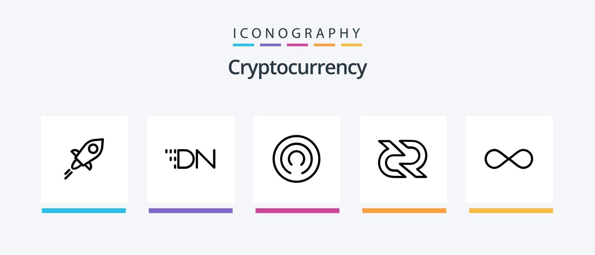 kryptovaluta linje 5 ikon packa Inklusive omni. krypto. plus. mynt. crypto valuta. kreativ ikoner design vektor