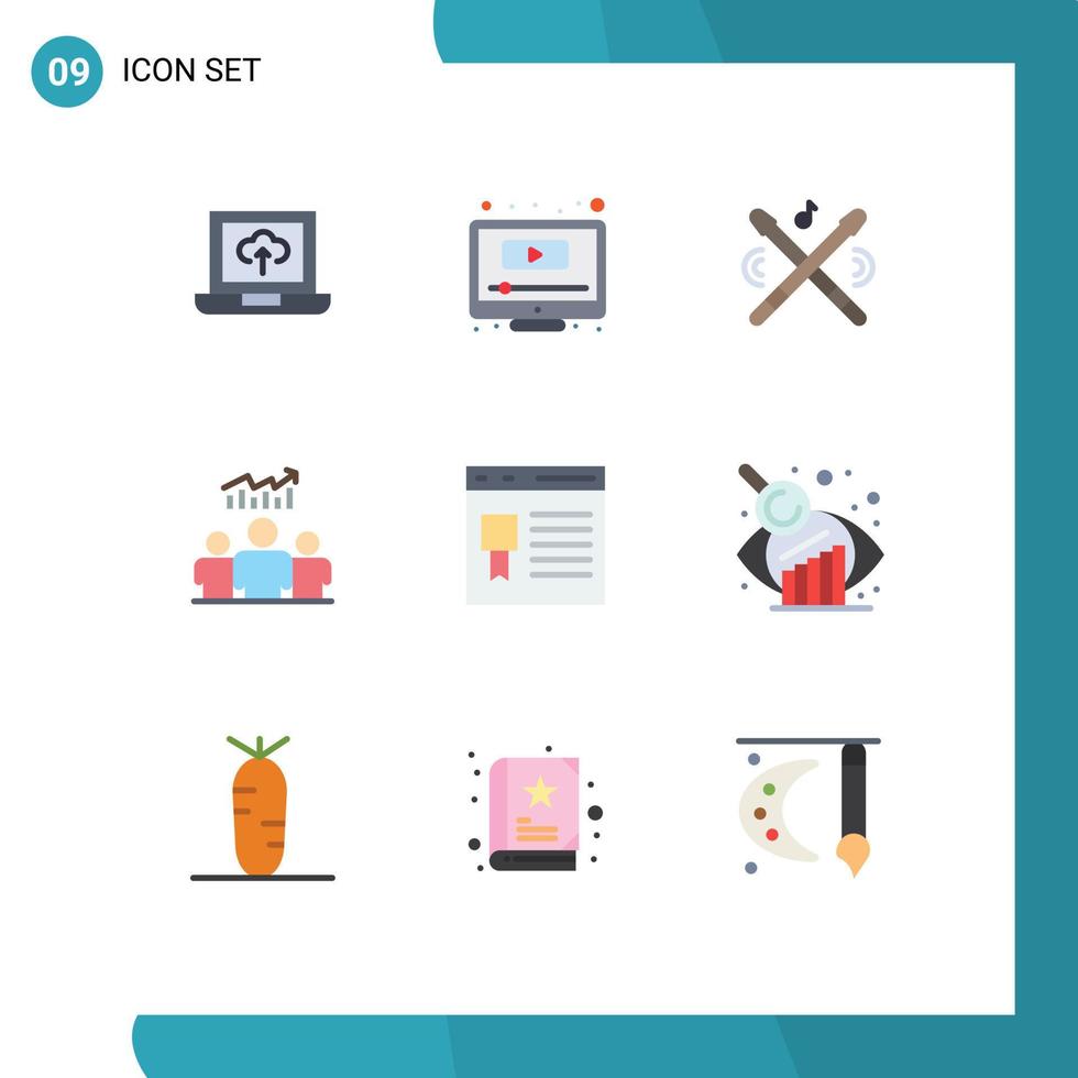 modern uppsättning av 9 platt färger pictograph av utveckla Framgång instrument Diagram användare redigerbar vektor design element